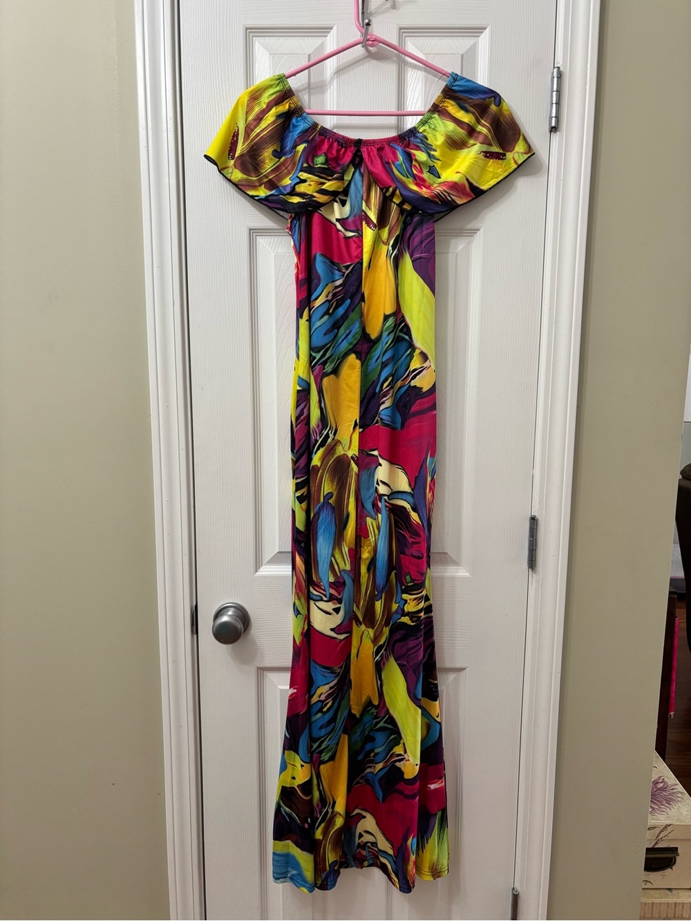 NWT Suimiki Off-Shoulder Tropical Print Maxi Dress Multicolor Women’s Size M - Picture 6 of 10